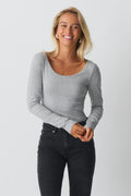 Soft touch deep back ls top