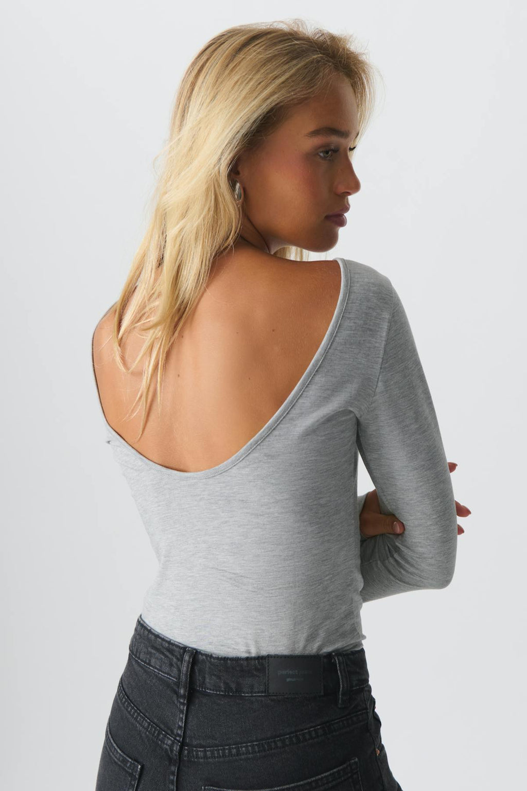 Soft touch deep back ls top