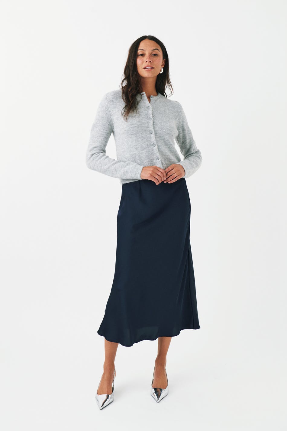 Satin midi skirt