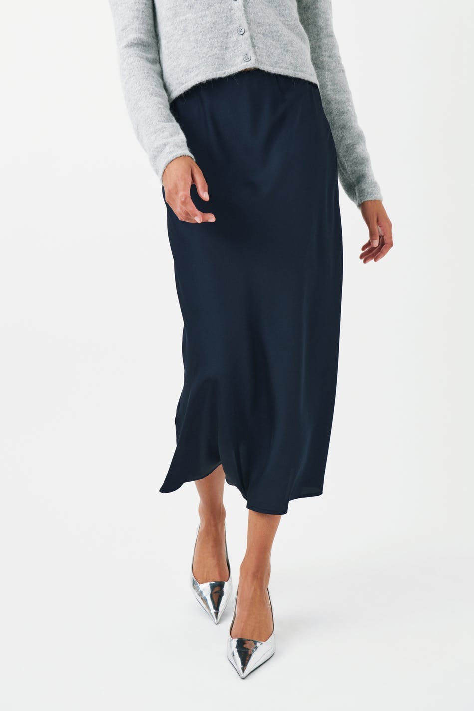 Satin midi skirt