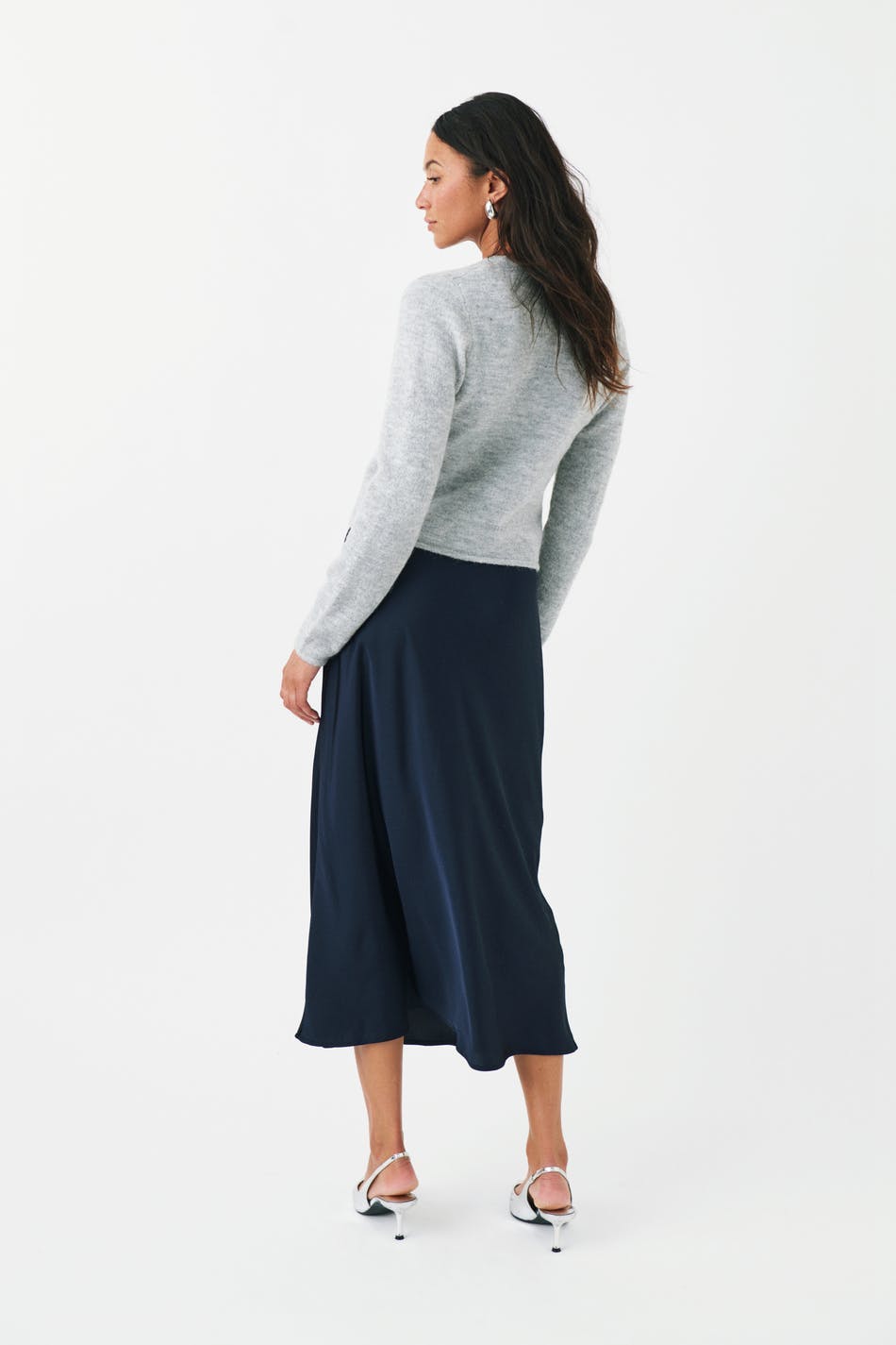 Satin midi skirt