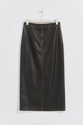Washed maxi pu skirt