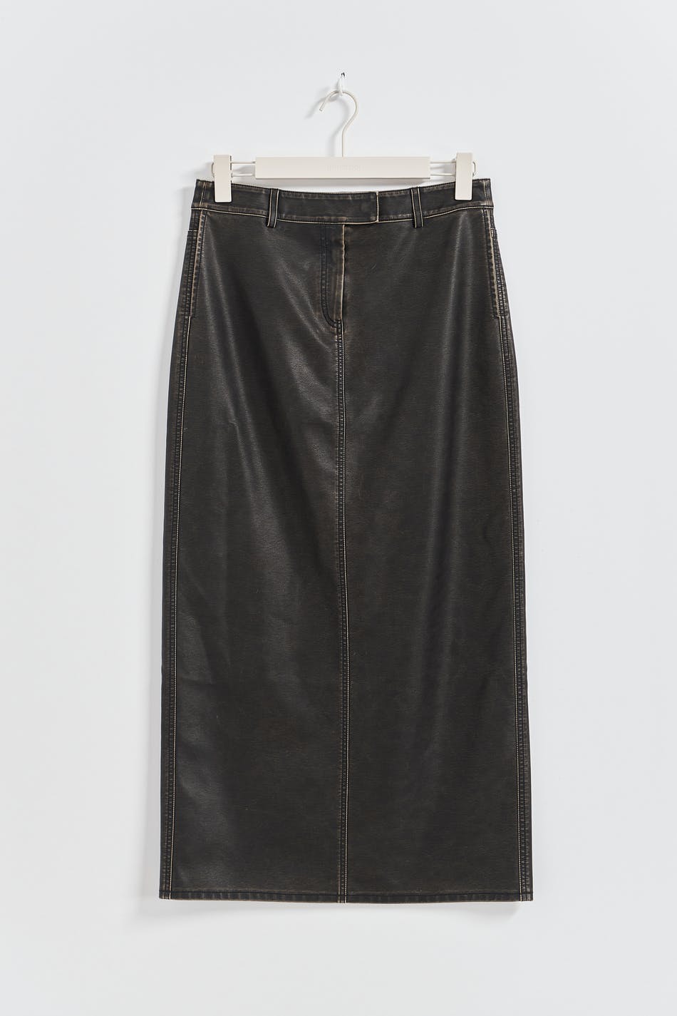 Washed maxi pu skirt