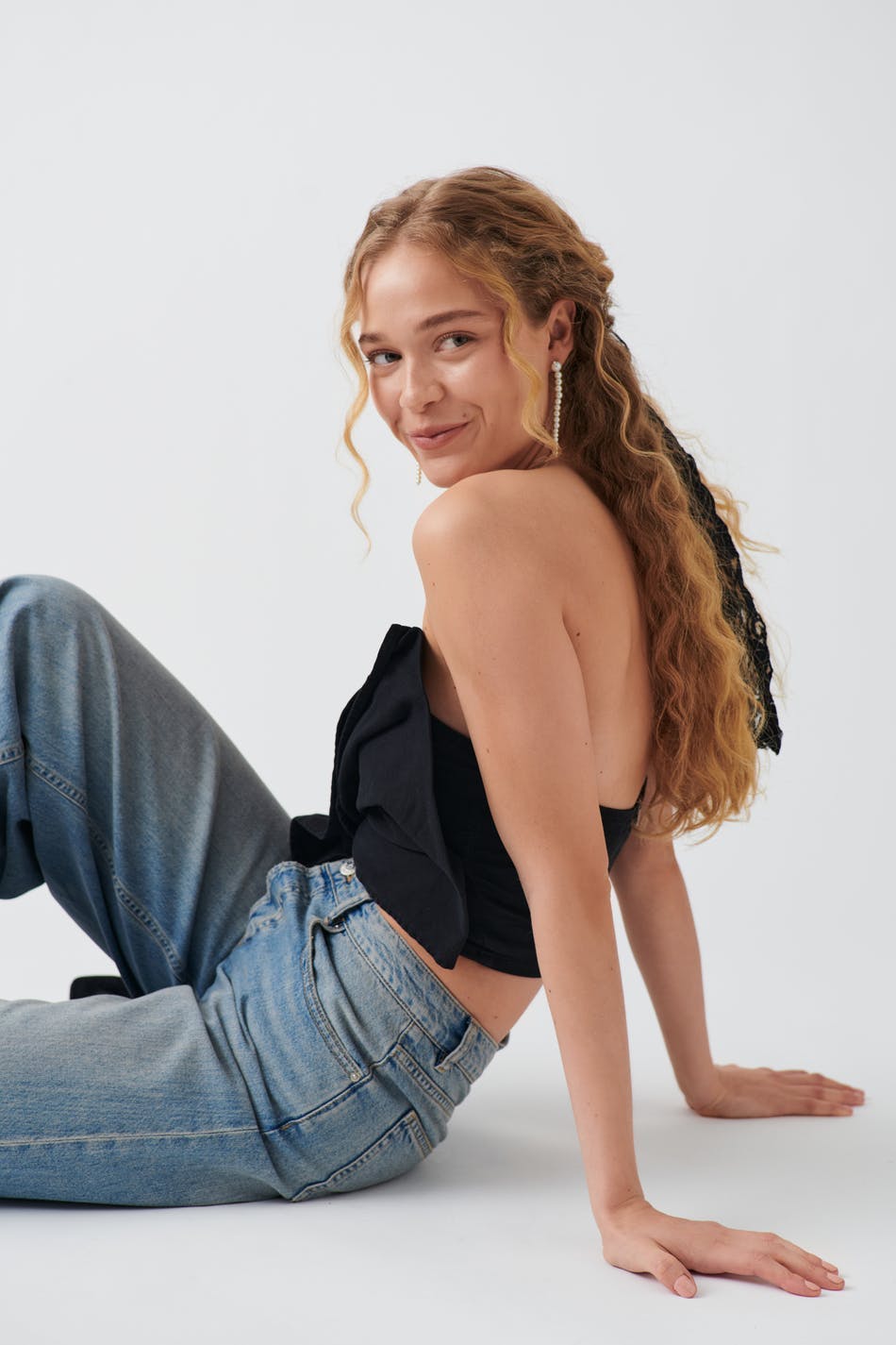 Bow denim top