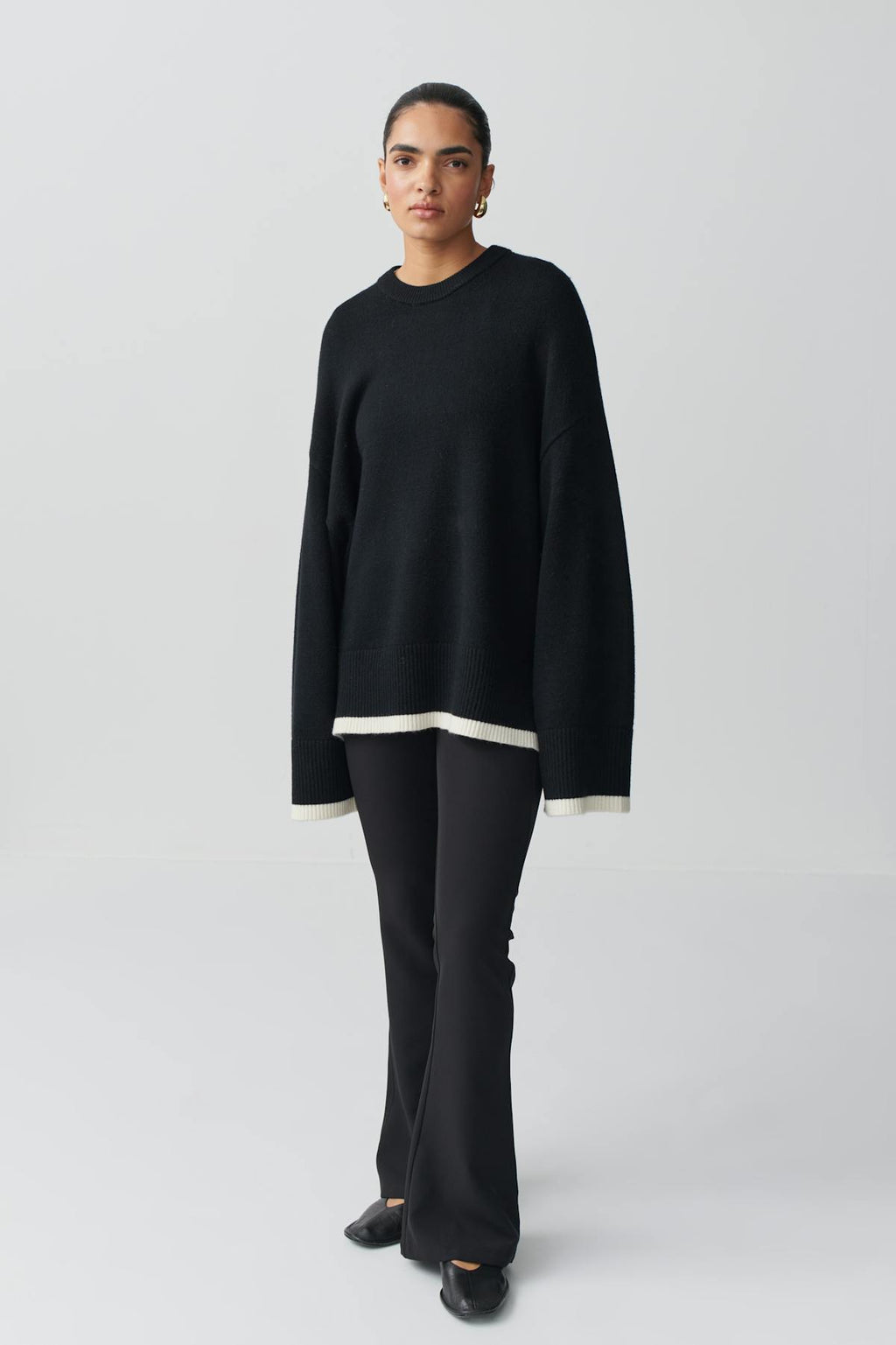 Contrast knit sweater