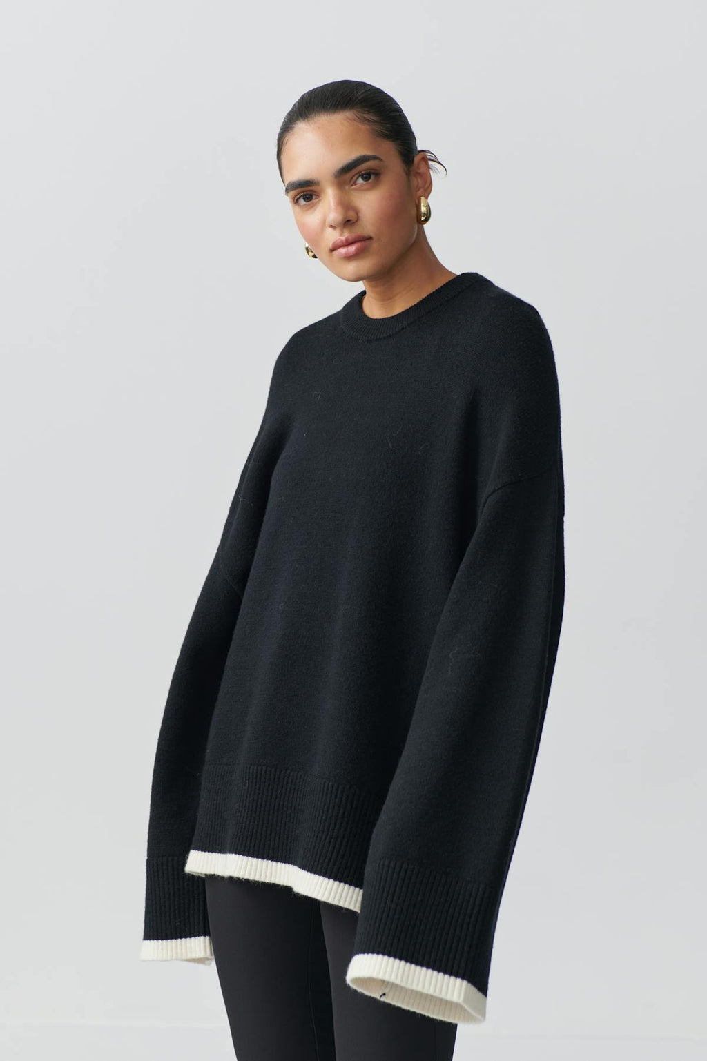 Contrast knit sweater