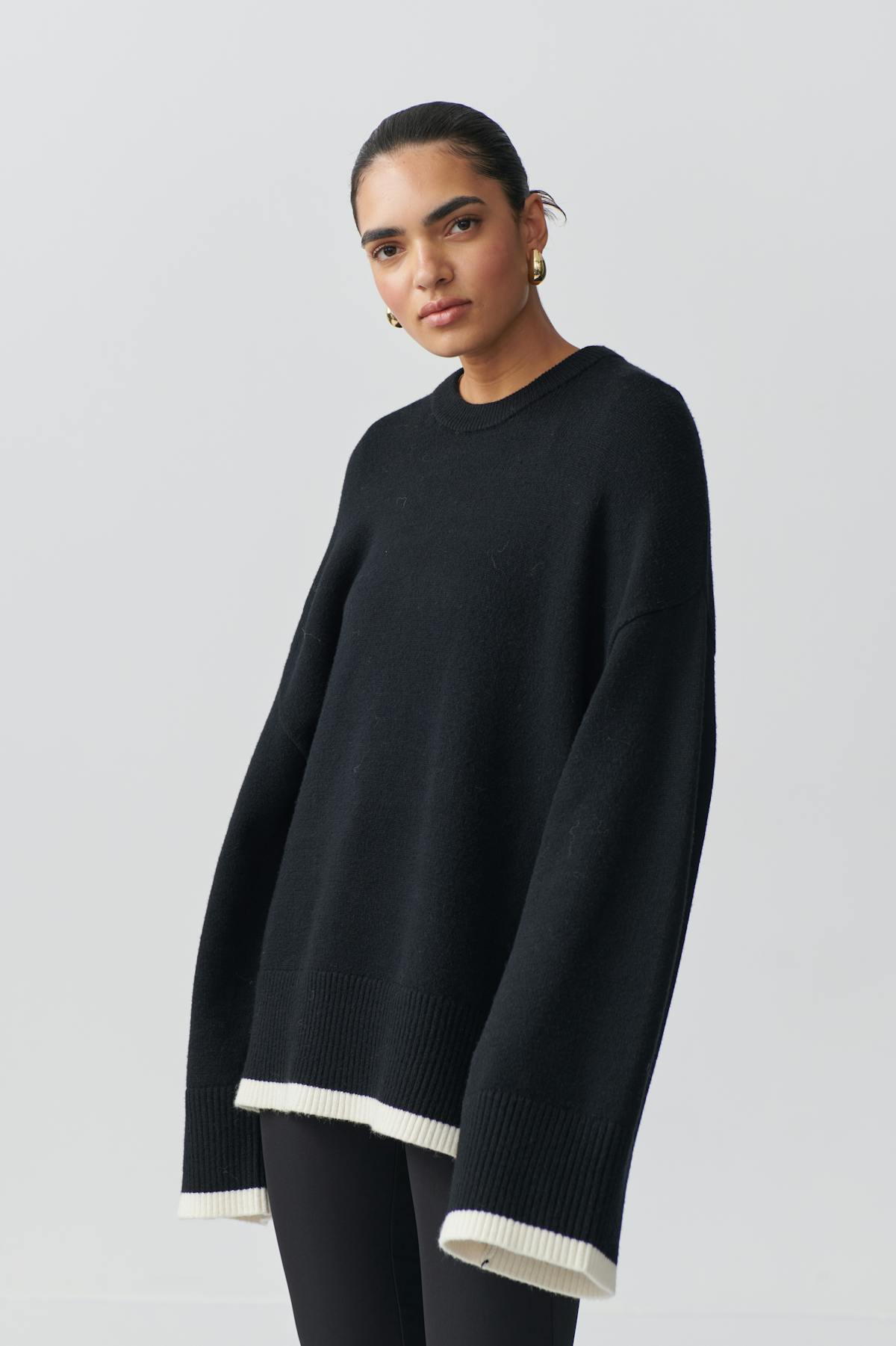 Contrast knit sweater