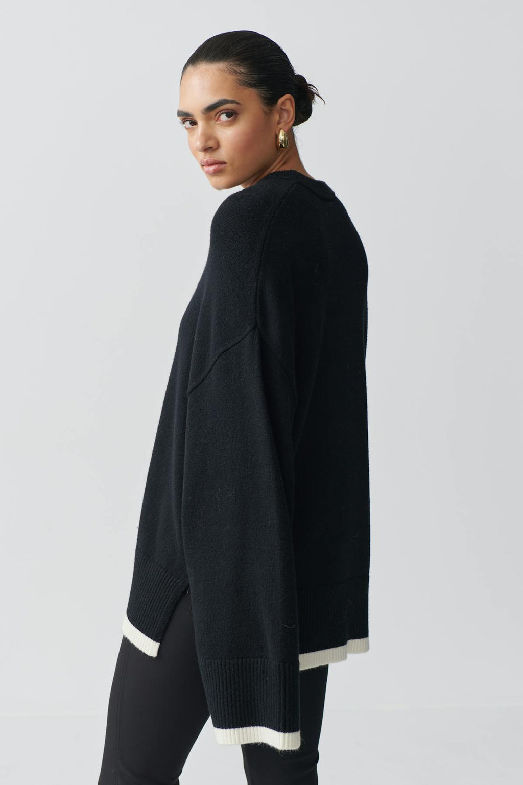 Contrast knit sweater