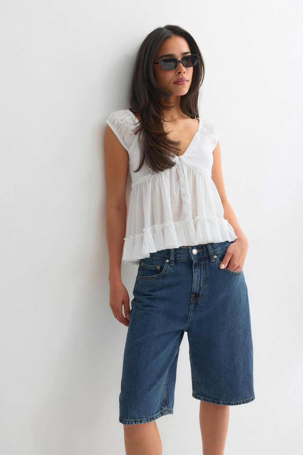 Baggy denim shorts
