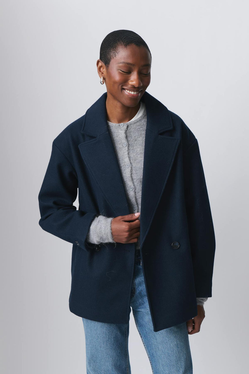 short double breasted coat