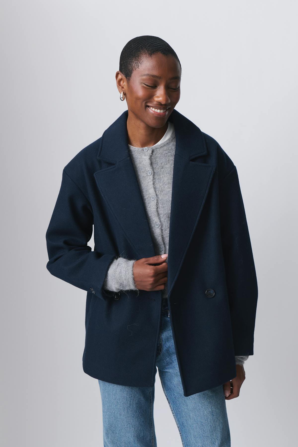short double breasted coat