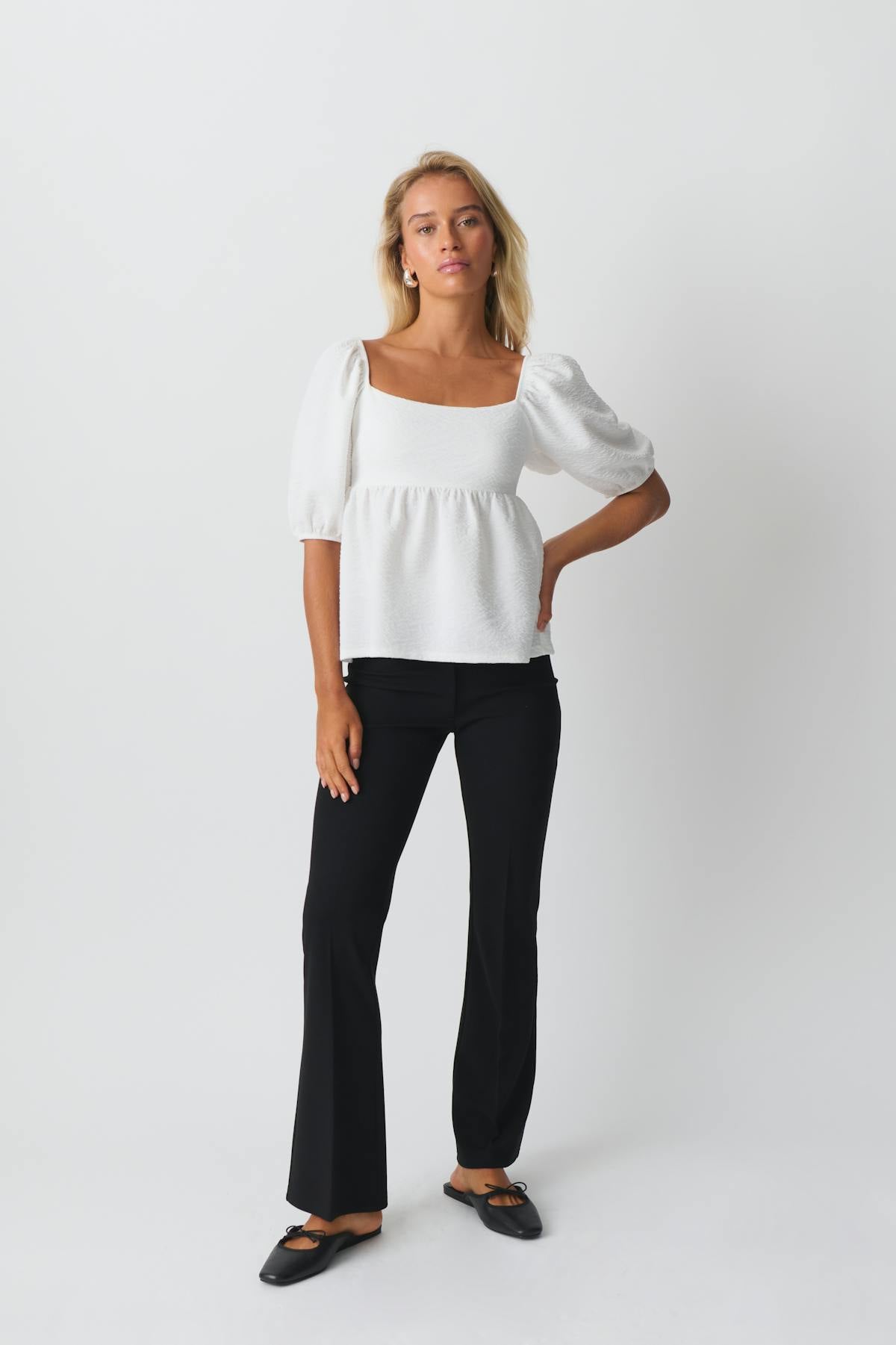 Puff sleeve jersey top
