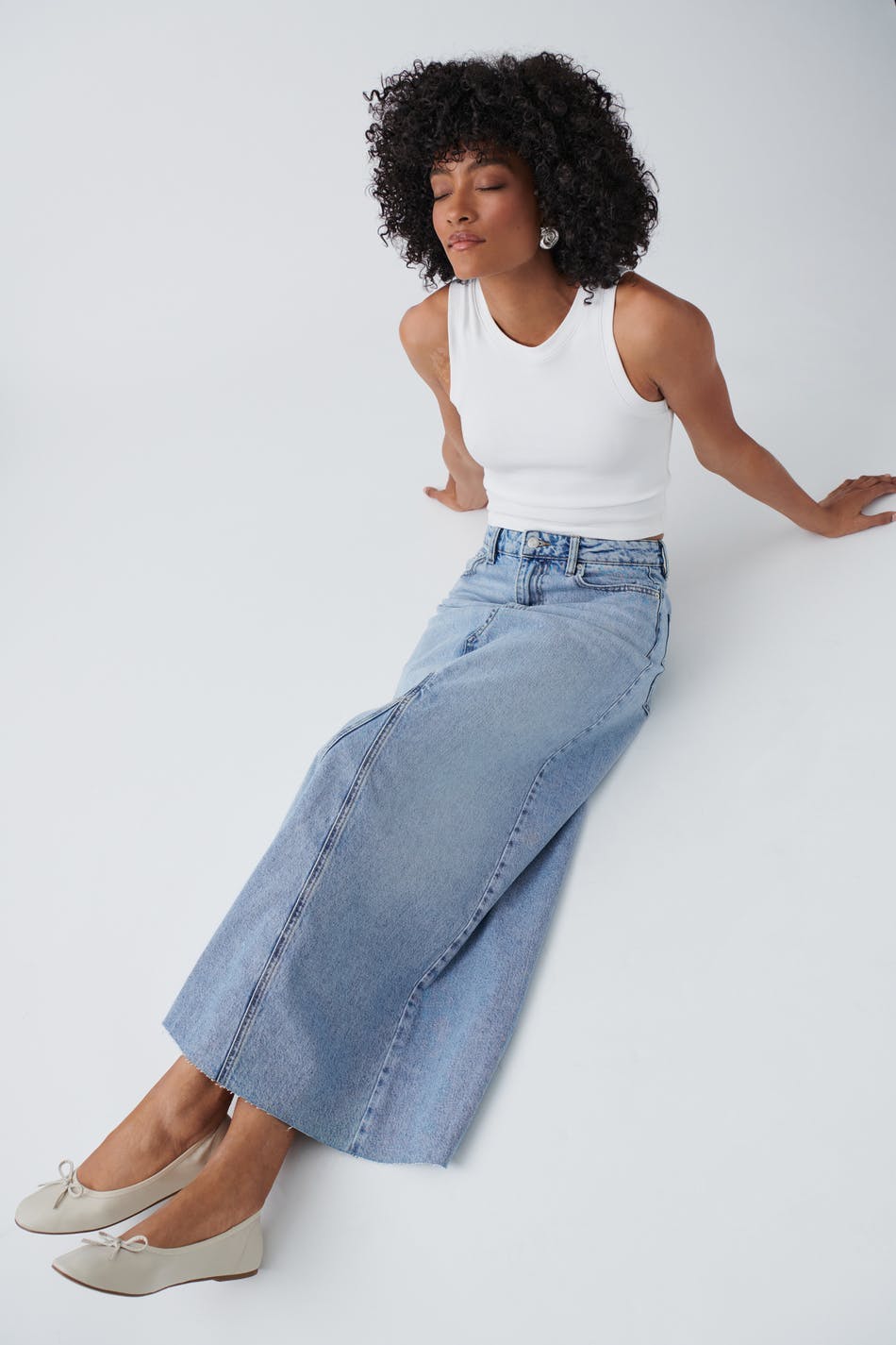 Vintage long denim skirt