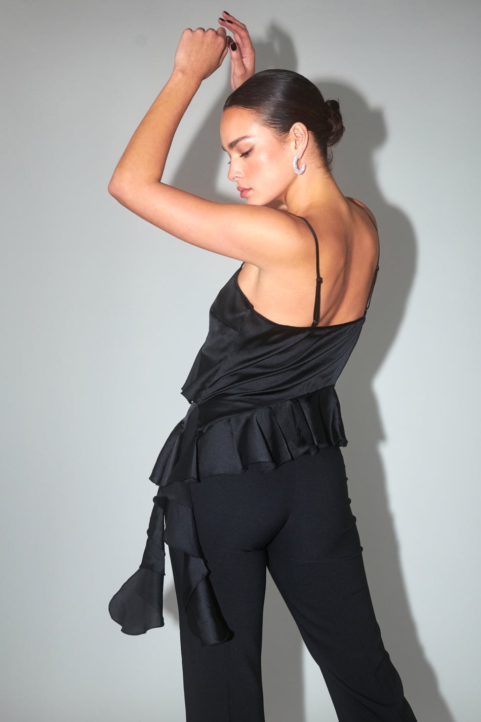Frill satin singlet