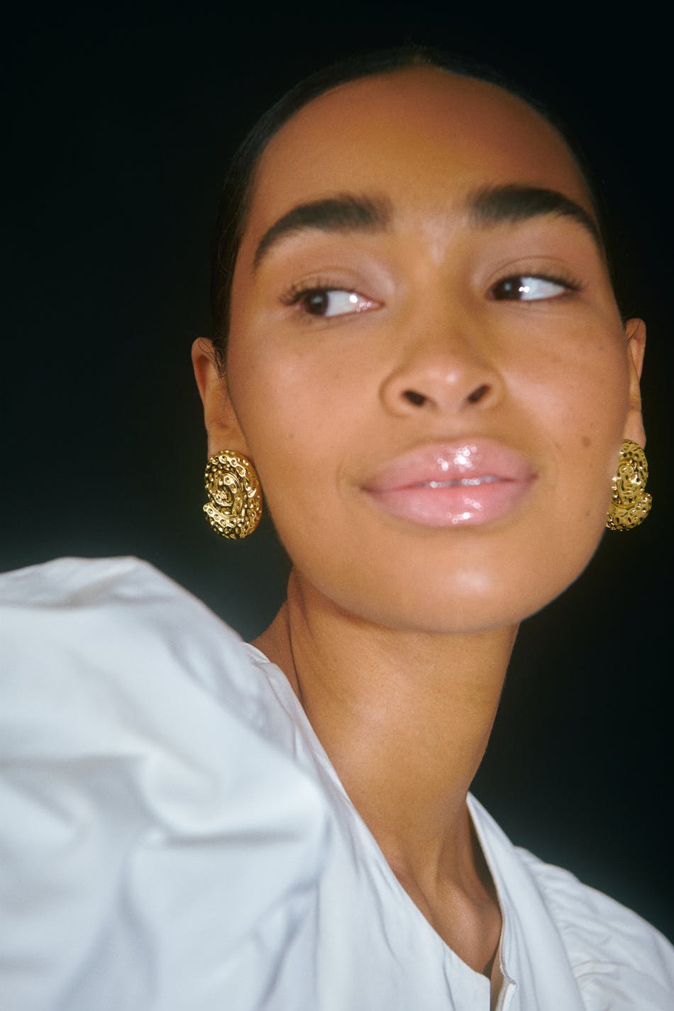 Crinkled gold spiral earrings