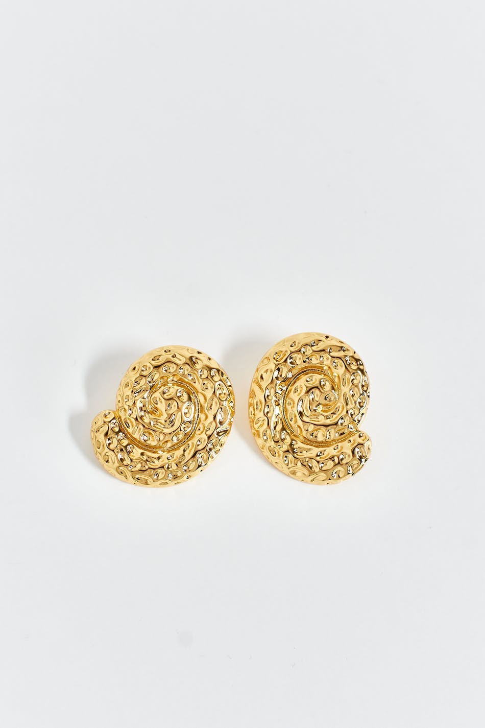 Crinkled gold spiral earrings