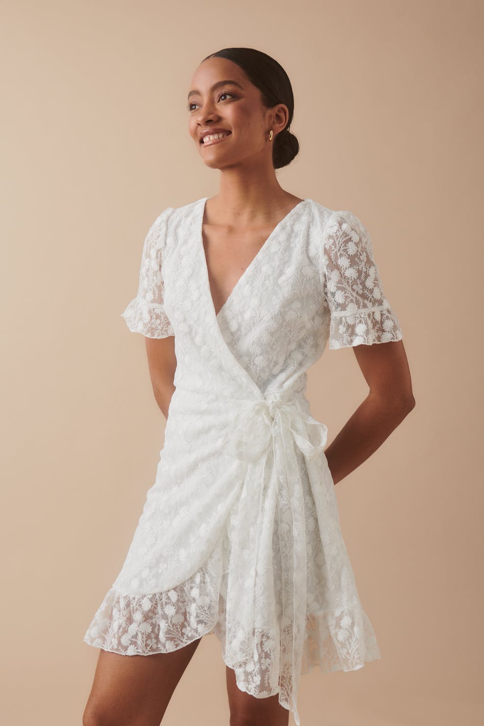 Lace wrap mini dress