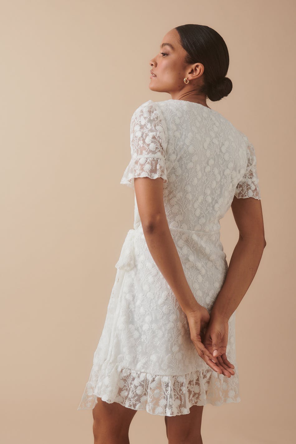Lace wrap mini dress