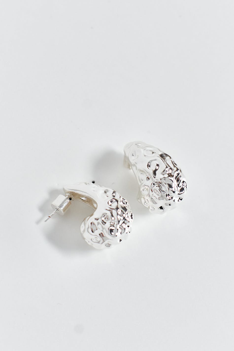 Crinkled silver drop earrings
