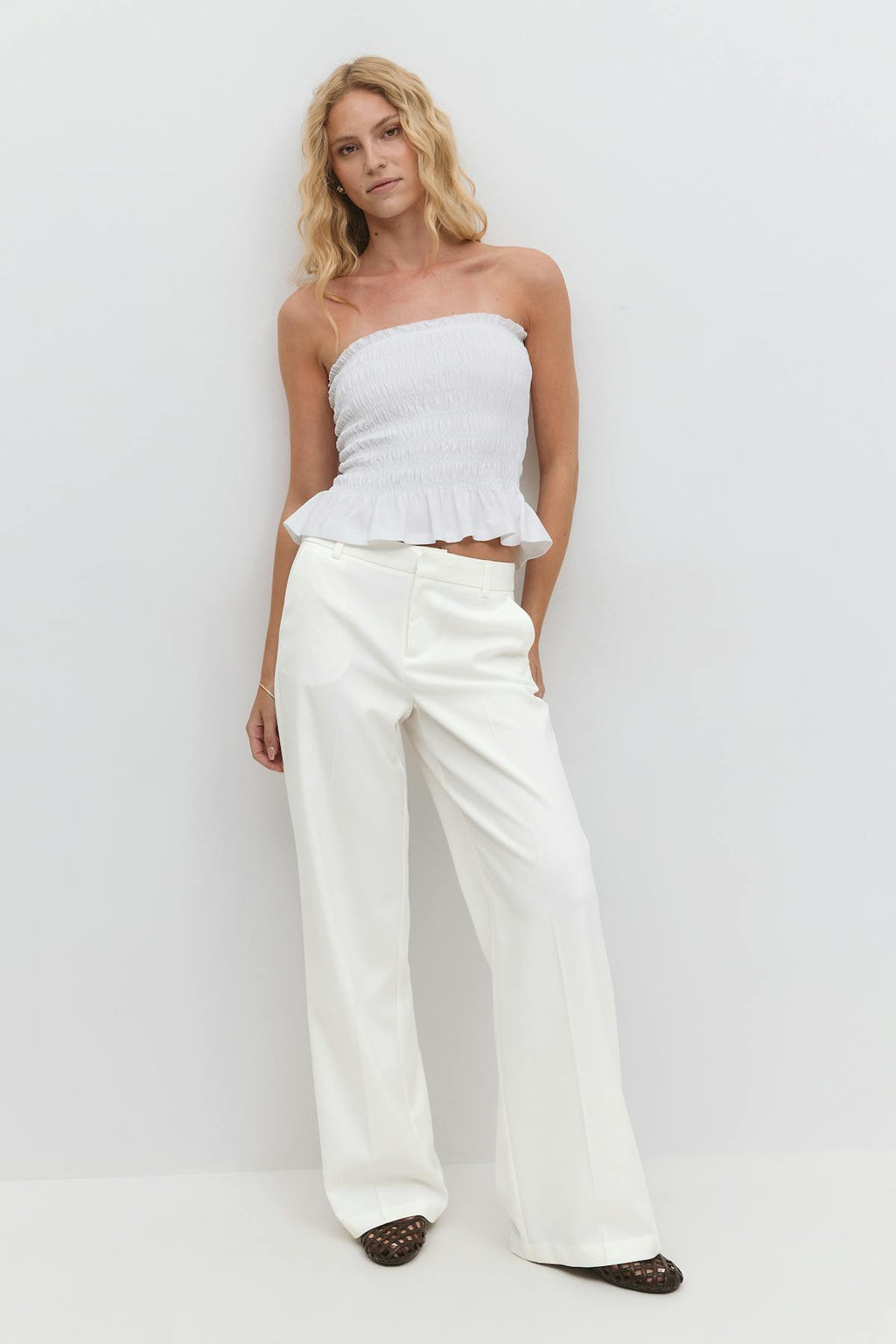 Wide leg suit trousers