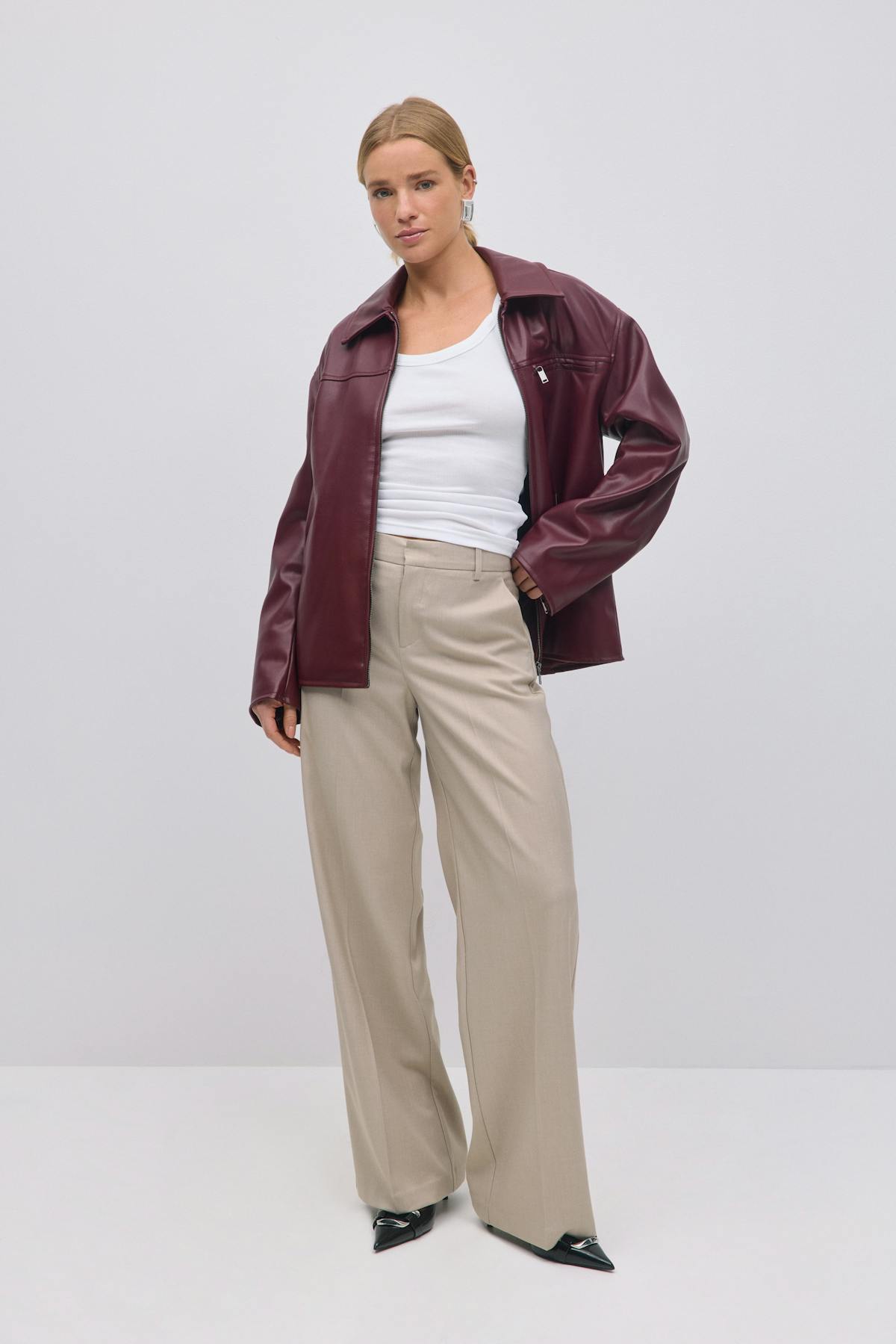 Wide leg suit trousers