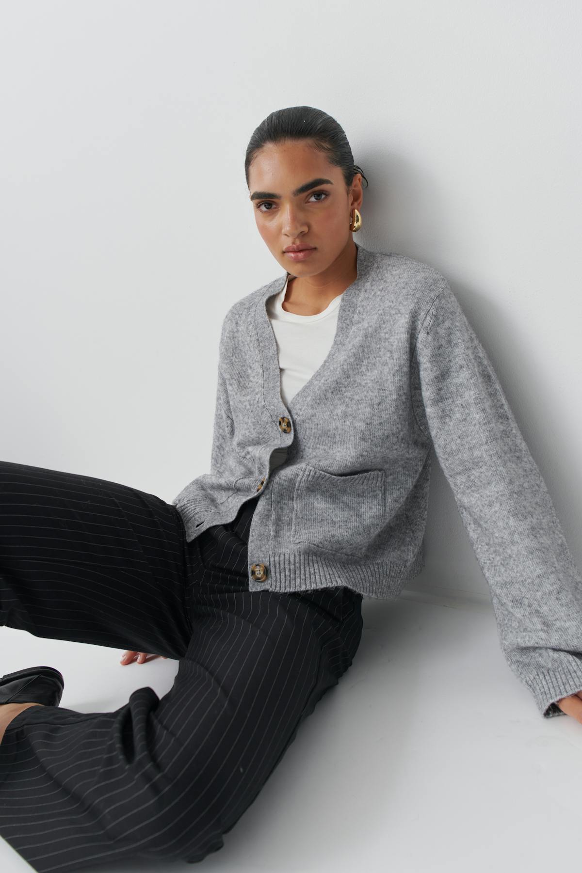 Wide leg suit trousers