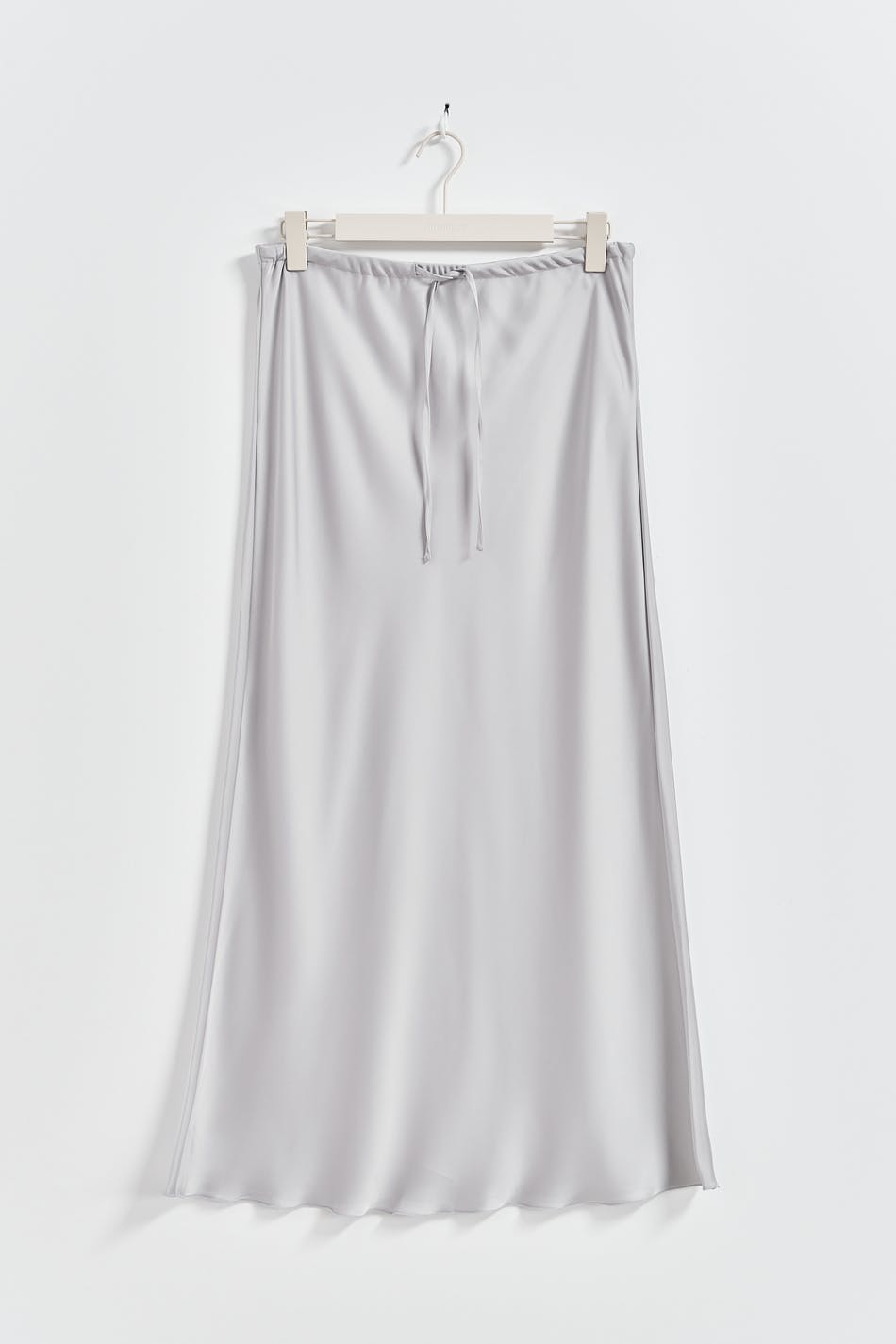 Satin midi drawstring skirt