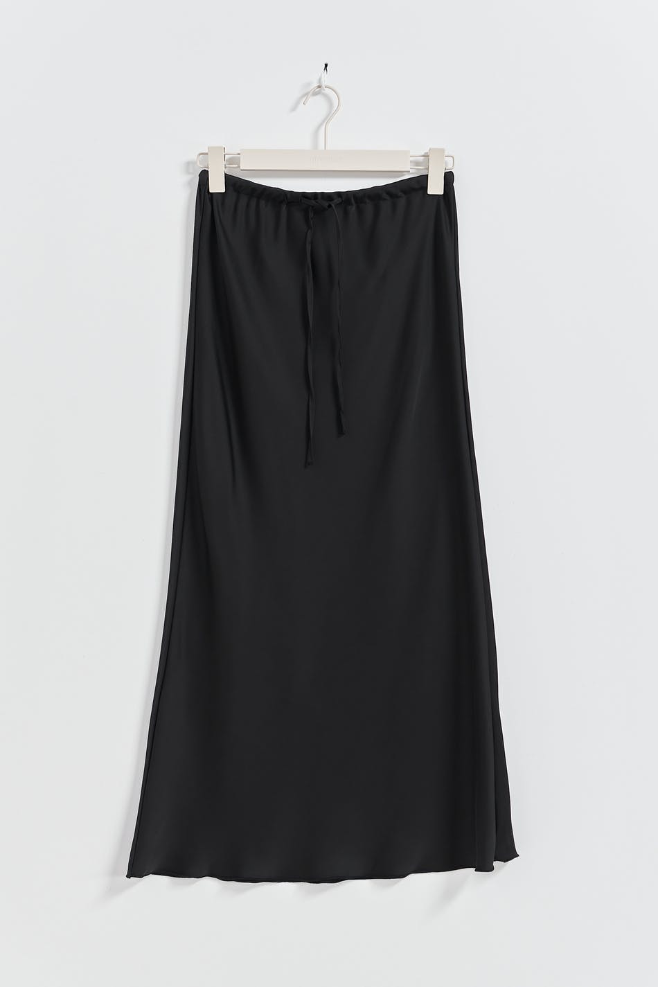 Satin midi drawstring skirt