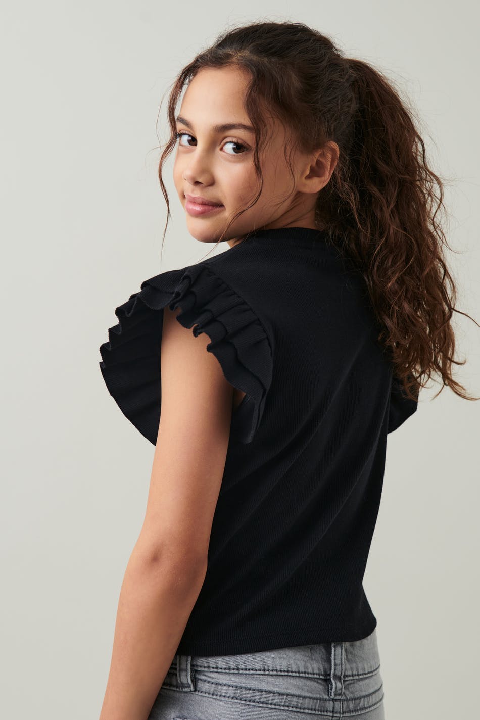 Y rhinestone frill top