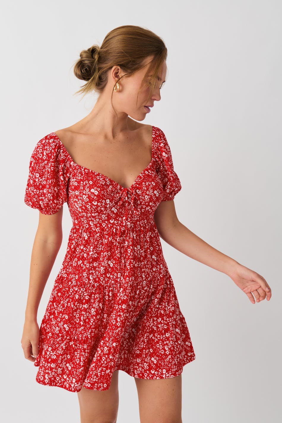 Puff sleeve mini dress