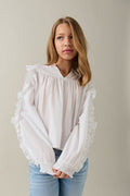 Y buttoned frill blouse