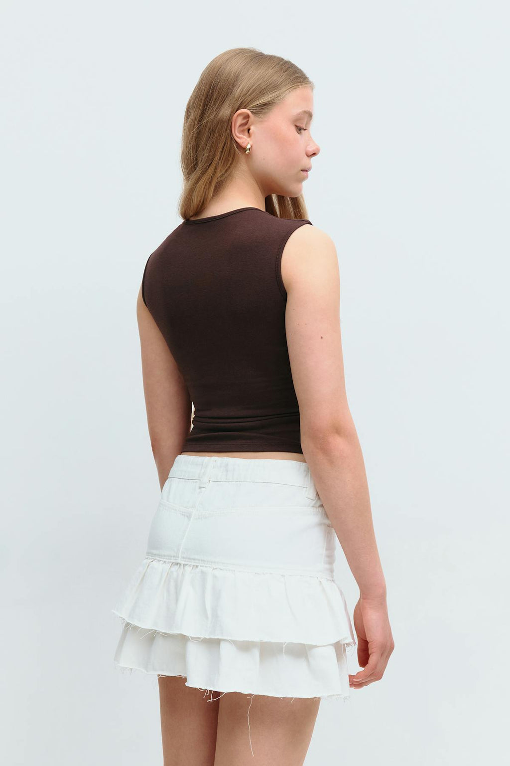 Y denim frill skirt
