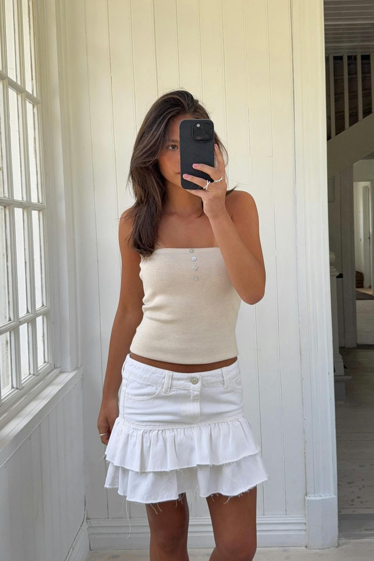 Y denim frill skirt