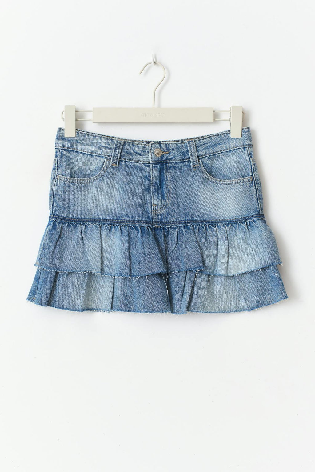 Y denim frill skirt