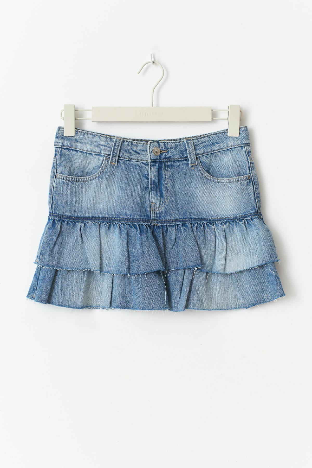 Y denim frill skirt