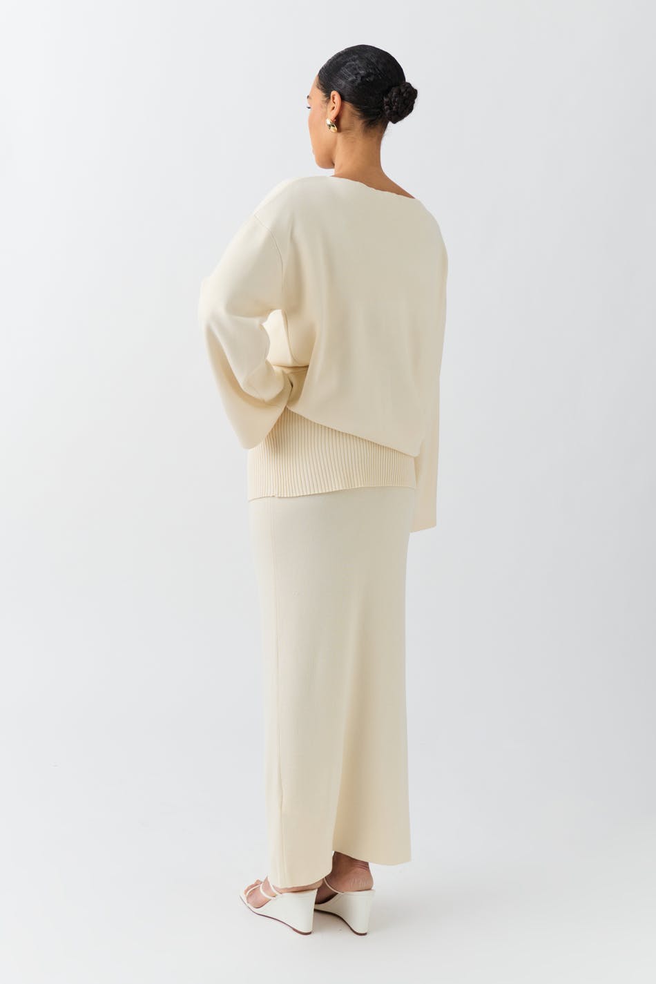 Knitted folded down skirt