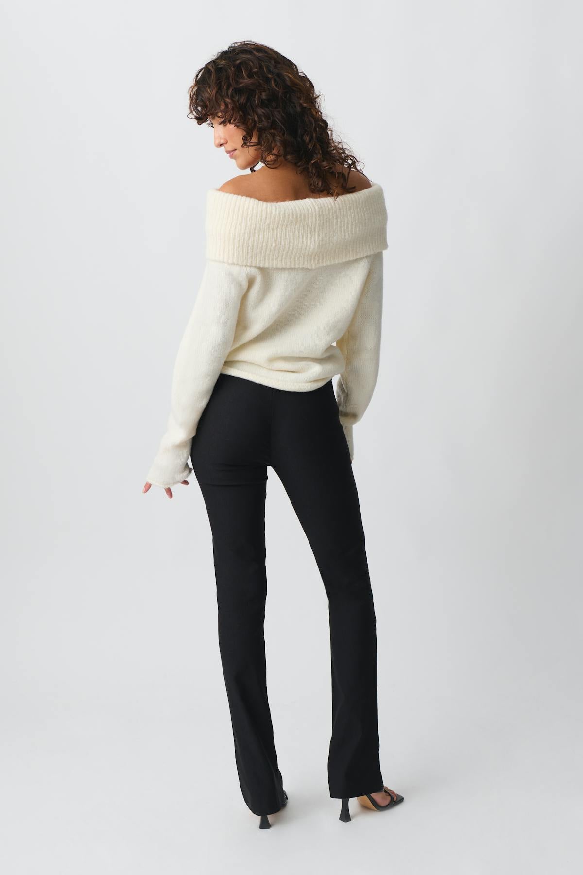 High waist slim trousers