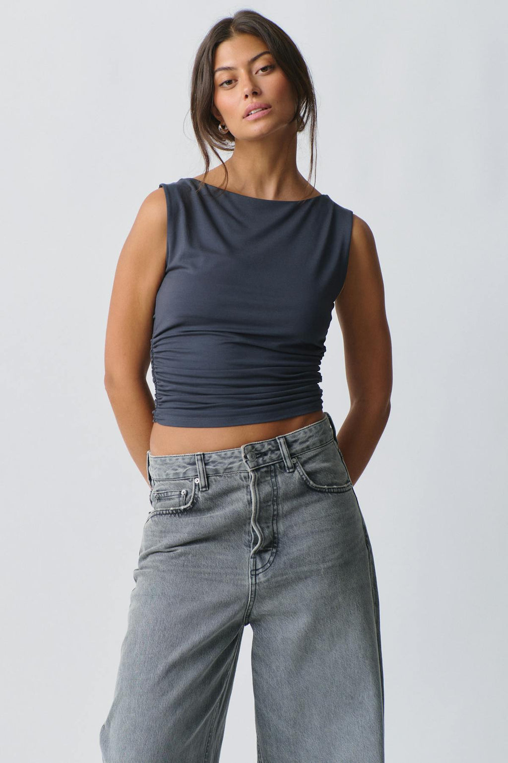 Soft touch boatneck top