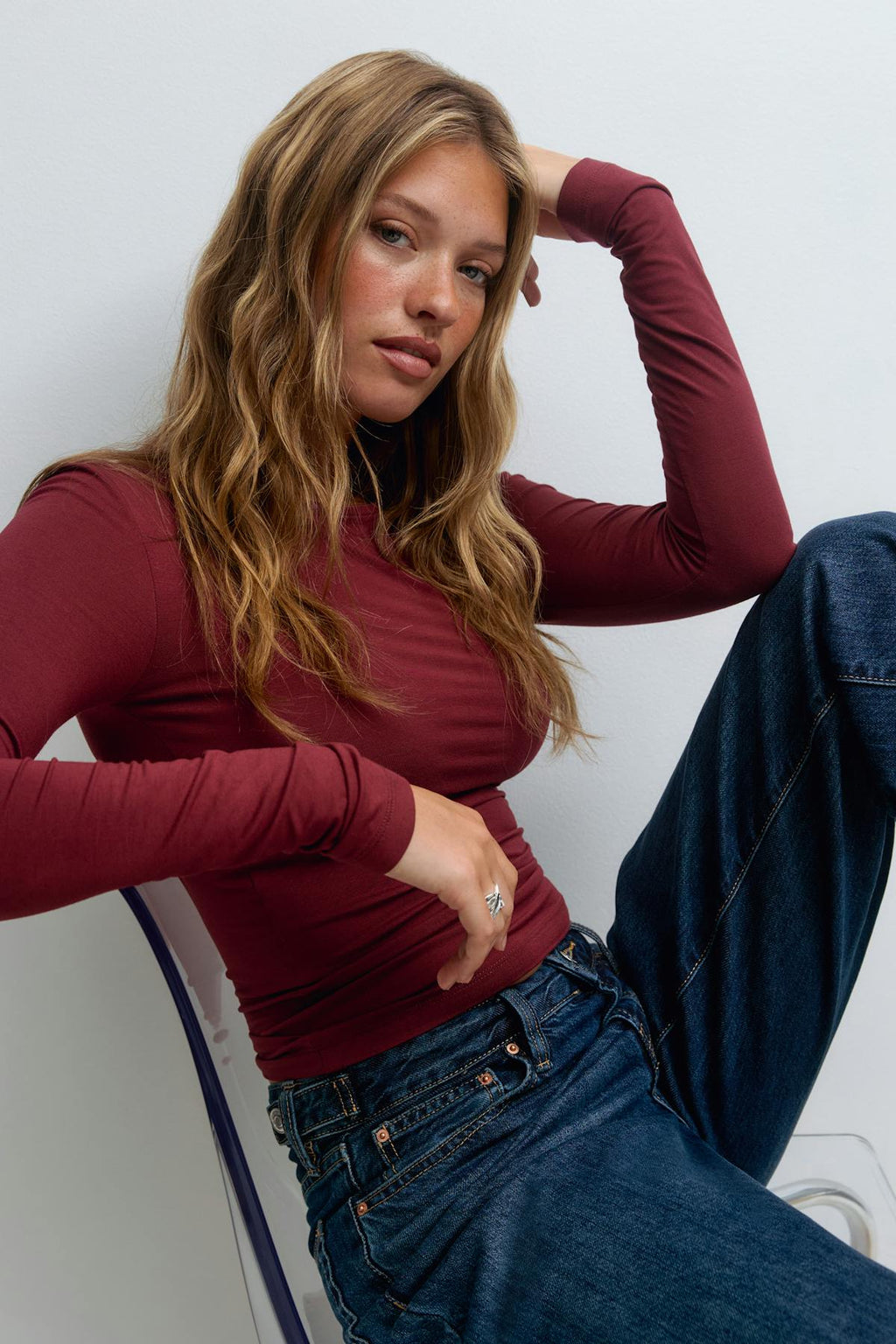 Soft touch crew neck top