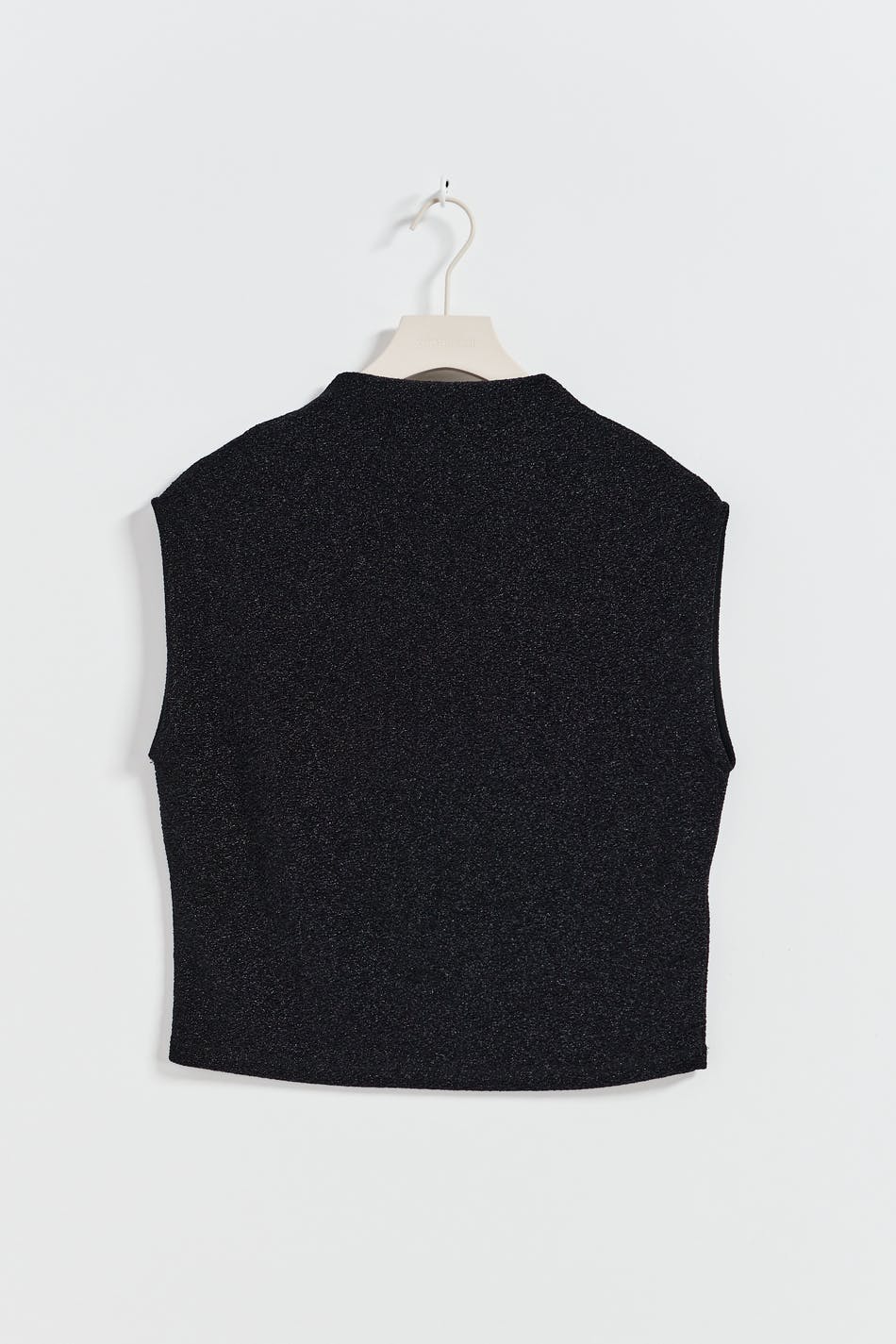 Loose glitter funnel neck top