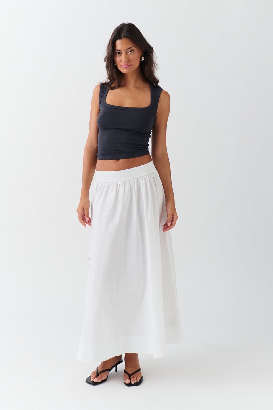 Poplin slit skirt