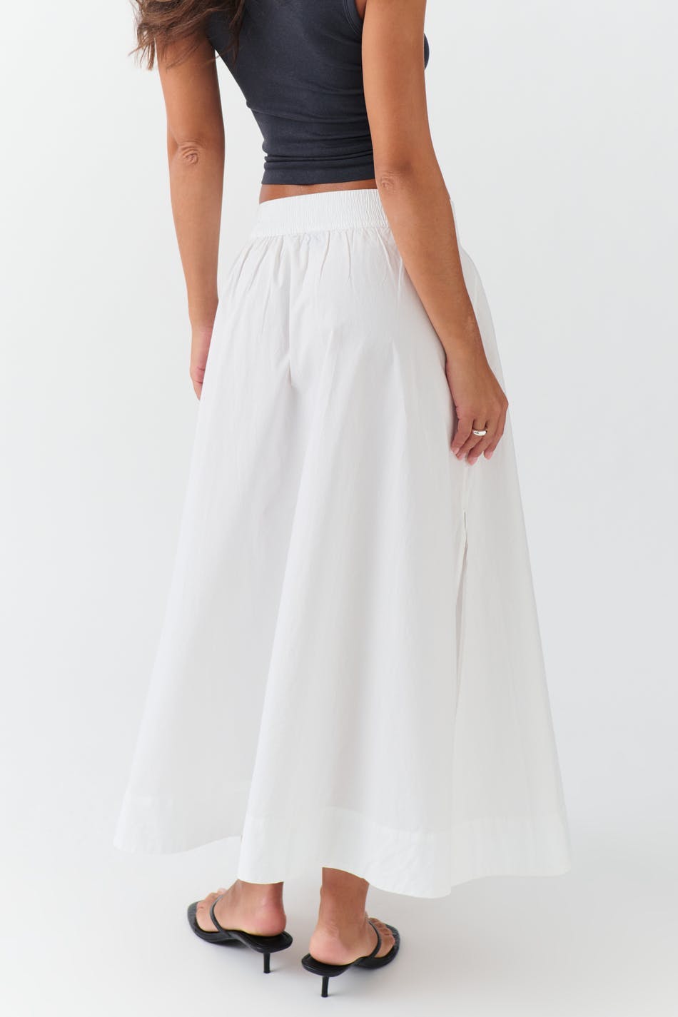 Poplin slit skirt