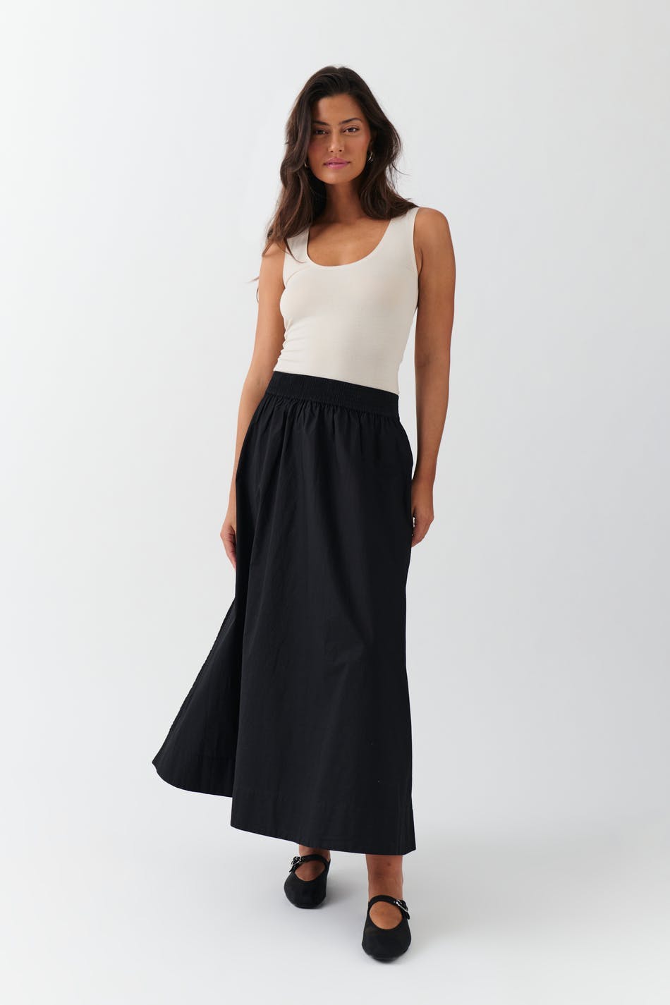 Poplin slit skirt