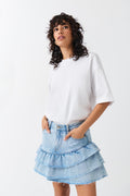 Frill denim skirt