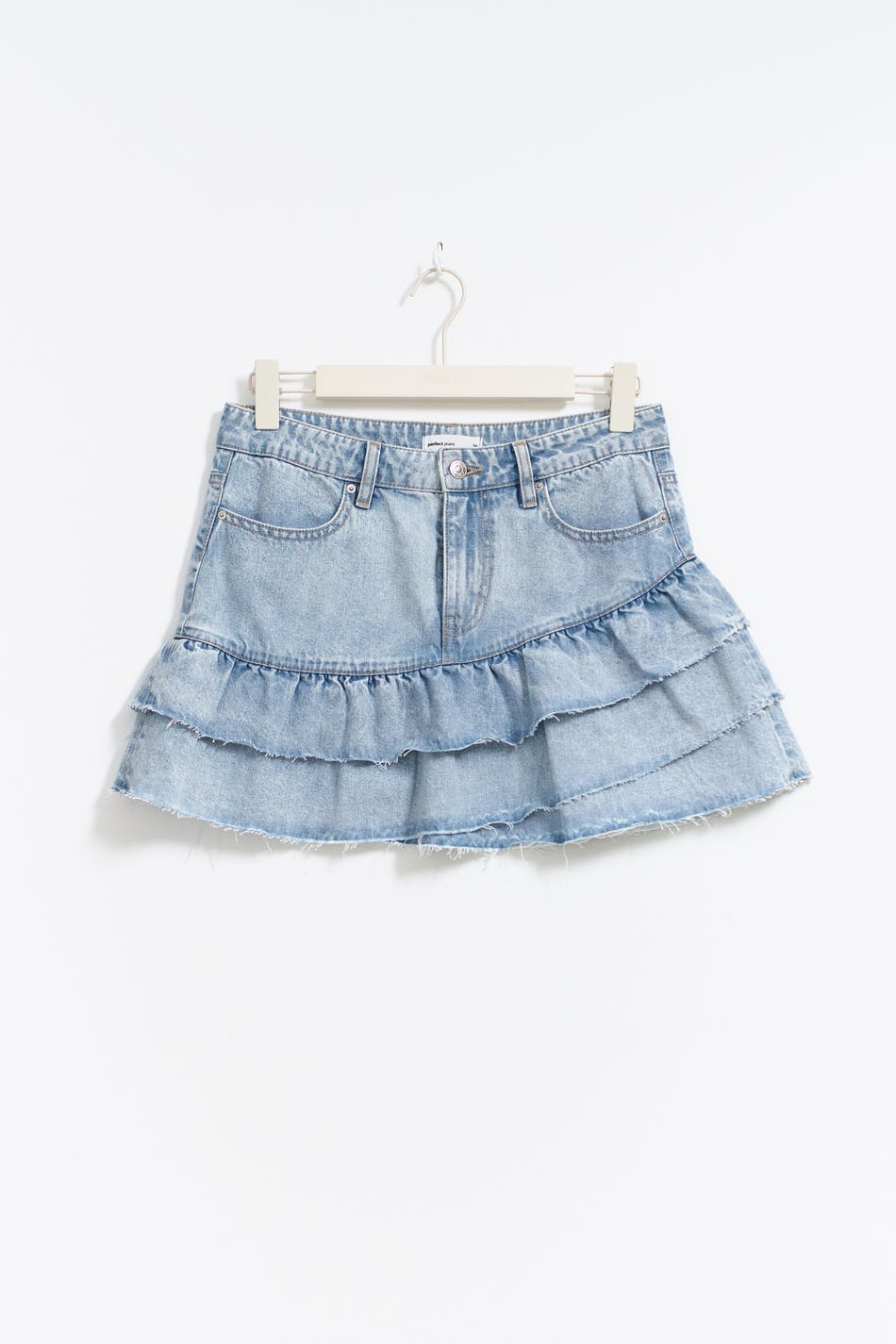 Frill denim skirt