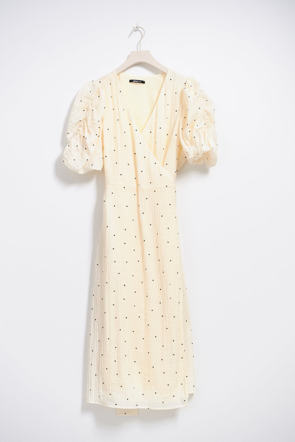 Midi wrap puff sleeve dress