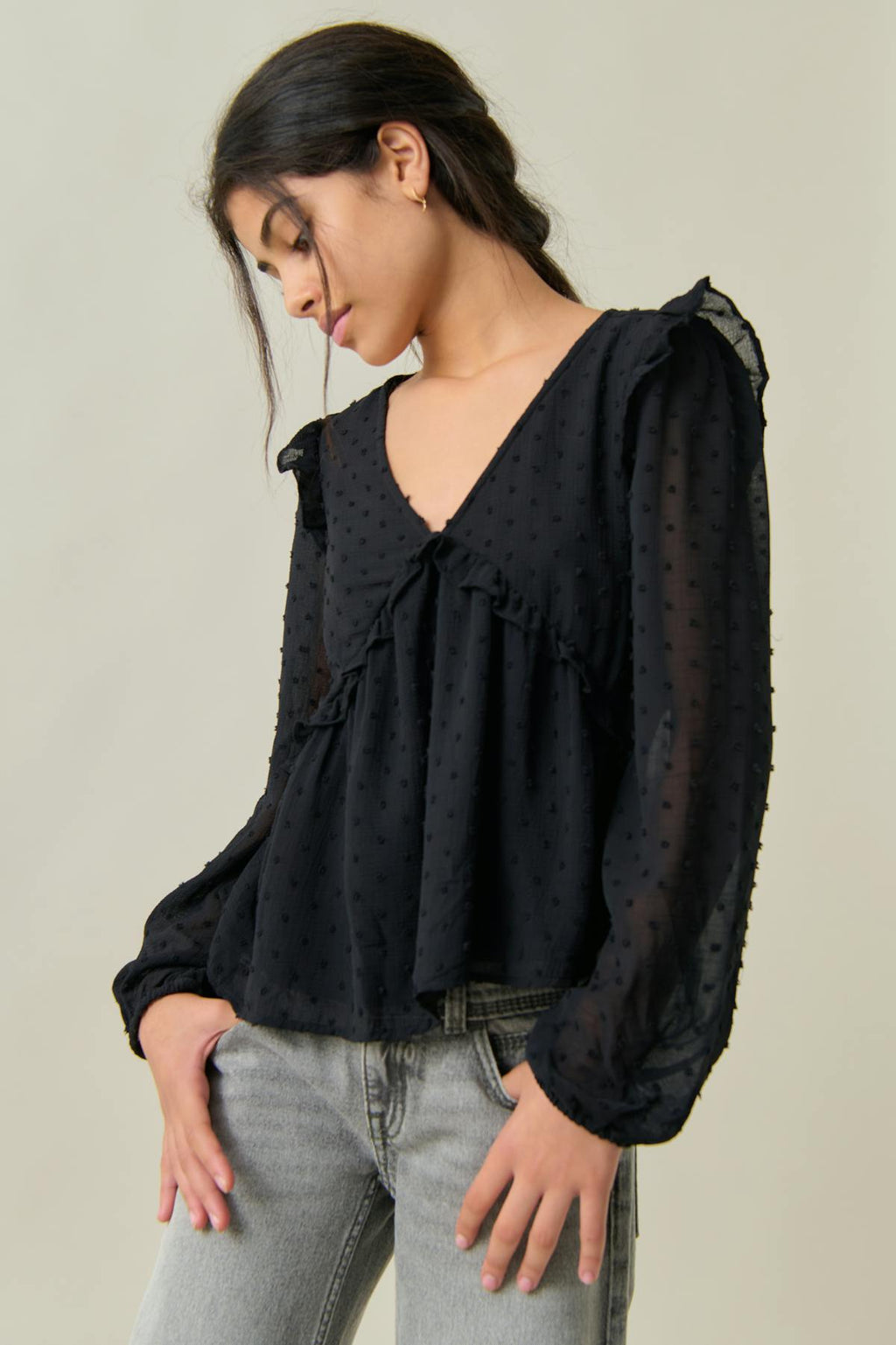 Y frill v blouse