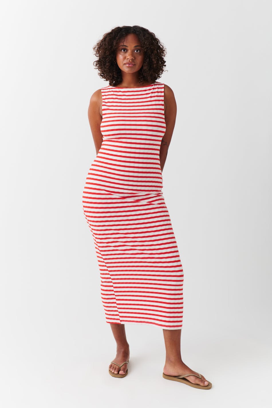 Boatneck rib dress