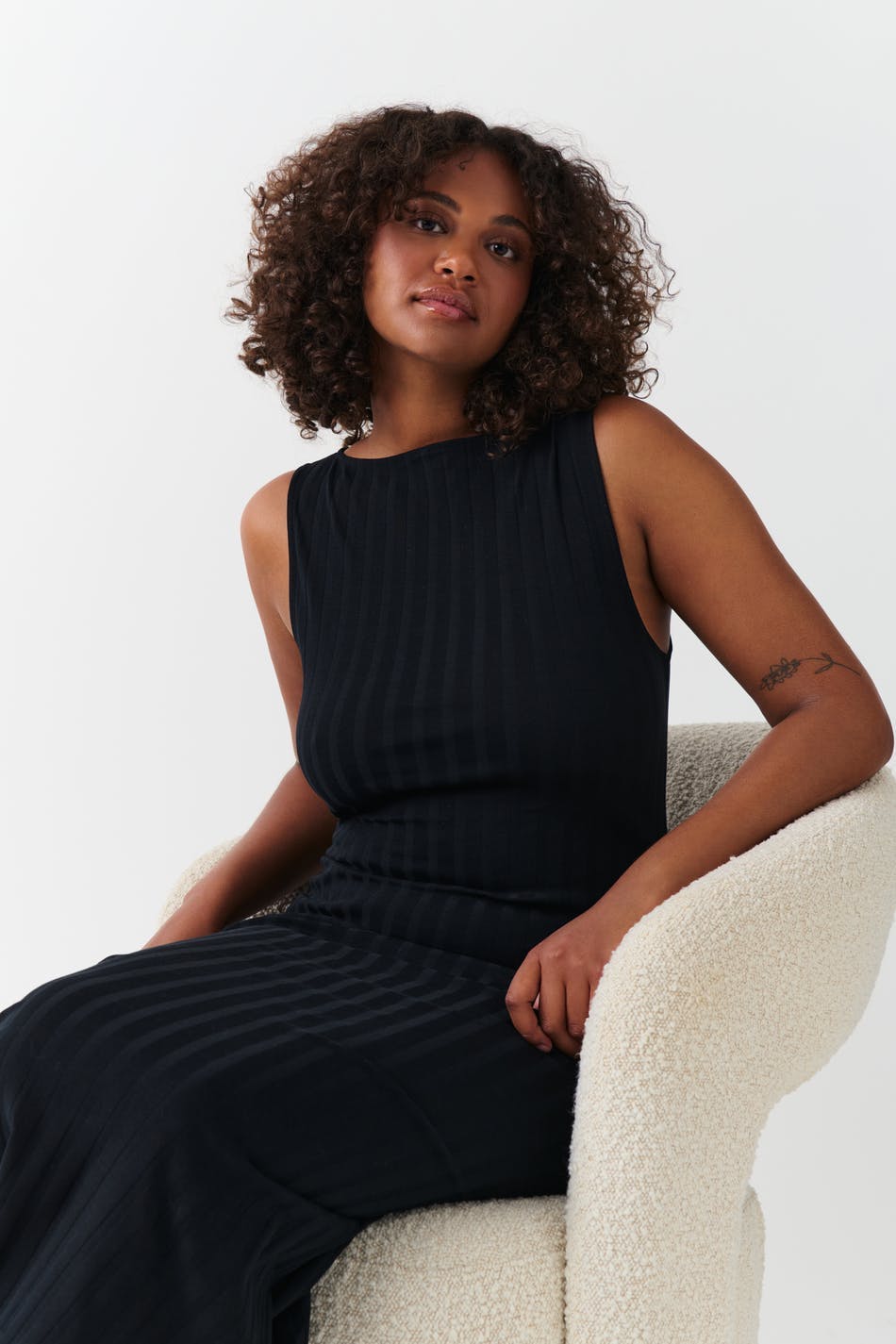 Boatneck rib dress