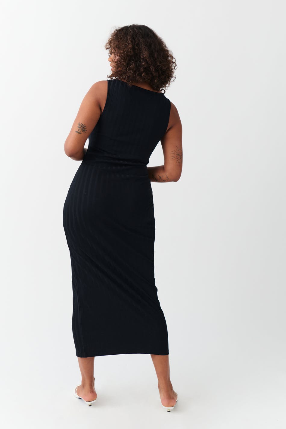 Boatneck rib dress
